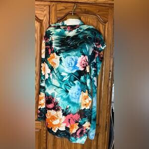 Peacock, Butterflies, and Flower Scarf 26” x 70”